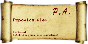 Popovics Alex névjegykártya